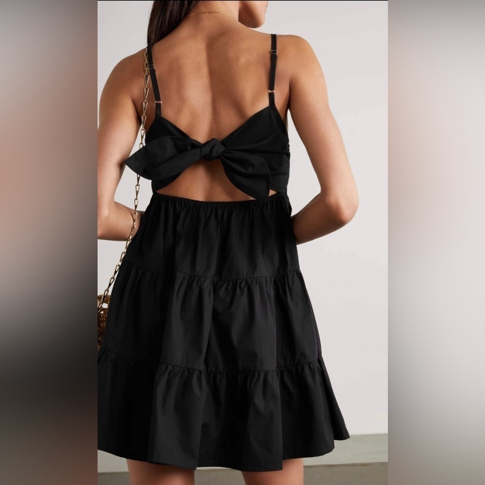 FAITHFULL THE BRAND Net Sustain Octavia Cotton-poplin Dress Size 10 Black NWT